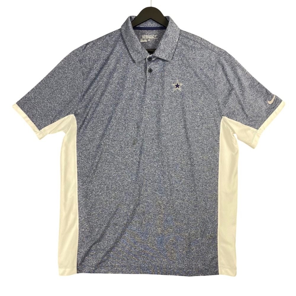 Nike Golf Dallas Cowboys Polo Shirt Vented Mens XL Blue Dri-FIT Tour Performance